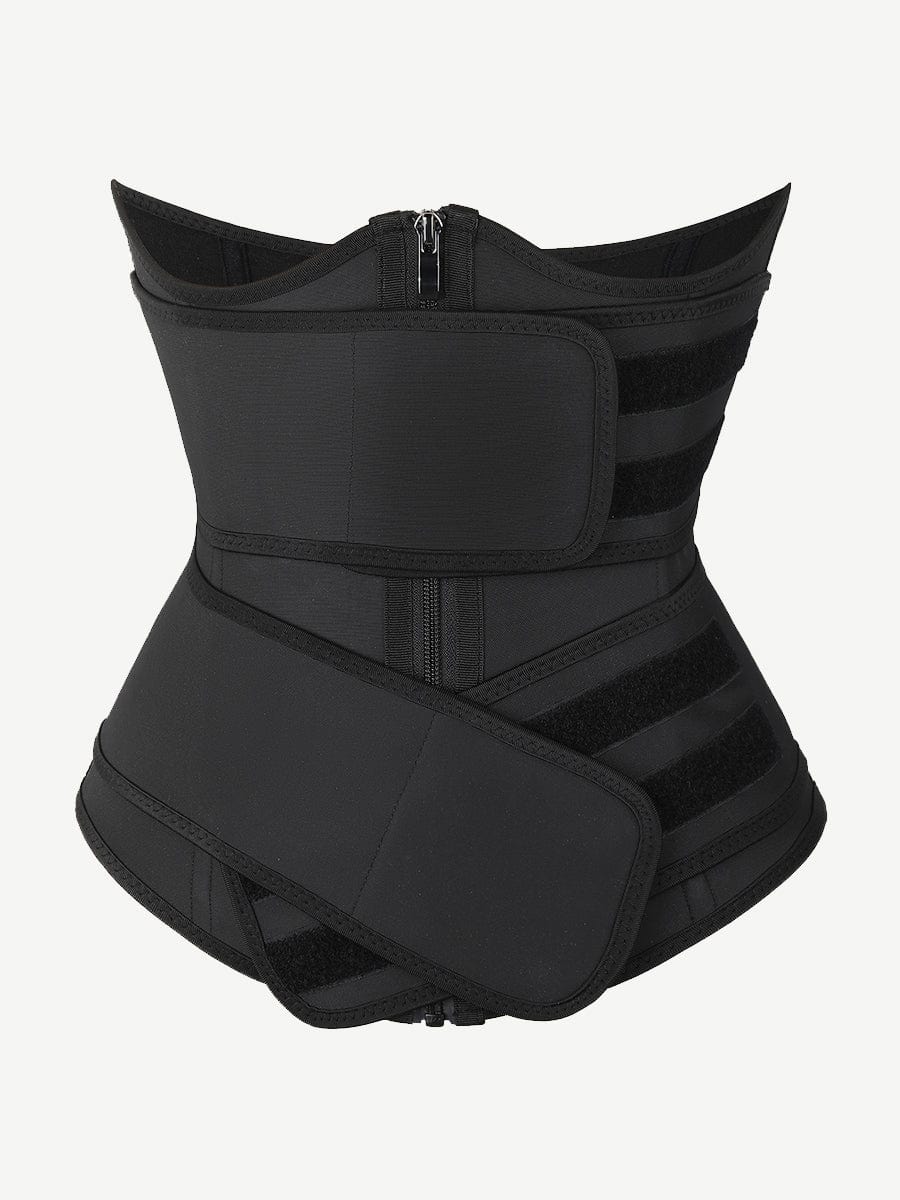 Black Latex Underbust Waist Trainer - Double Belt Compression