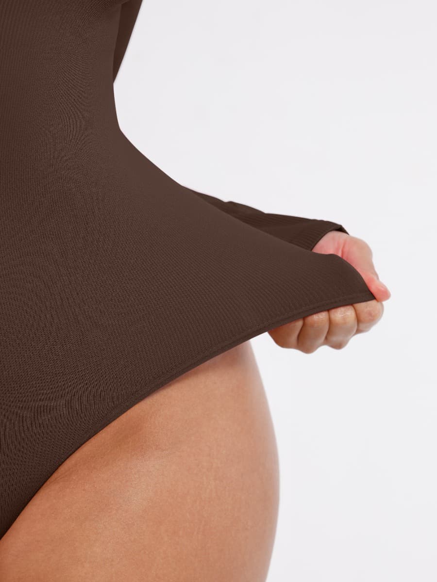 V-Neck Seamless Sculpting Bodysuit – Long Sleeve & Waist Control
